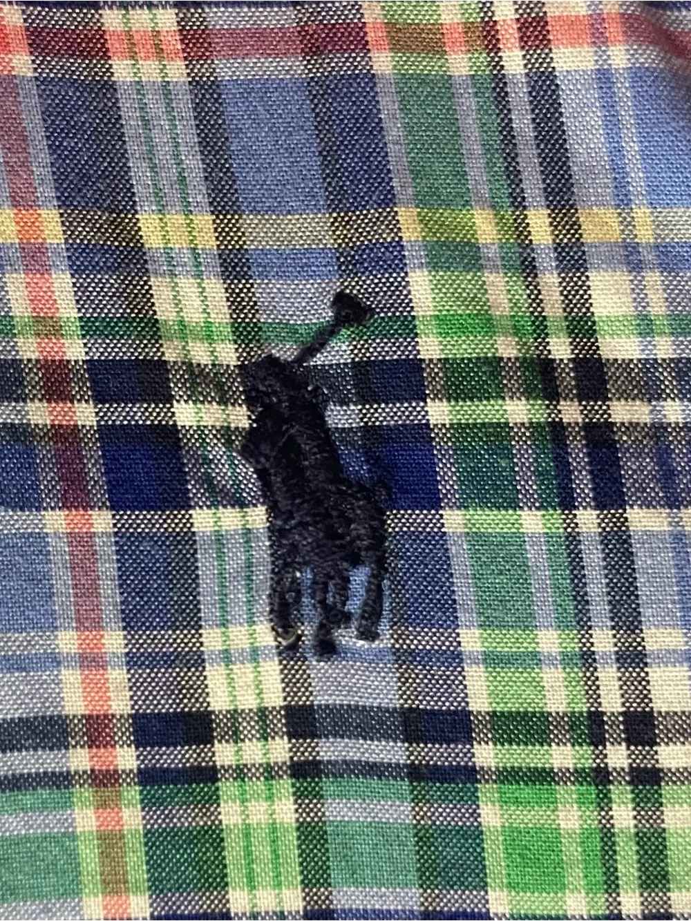Ralph Lauren Plaid Button-Down Shirt - Blue, Green & White with Pink Accent